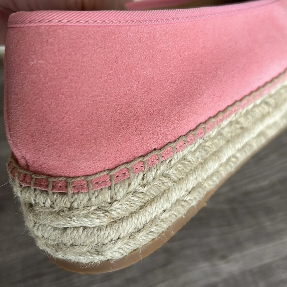 Talbots Pink‎ QUINN SUEDE PLATFORM ESPADRILLES Slip-On Bow Tie Shoes 7.5W